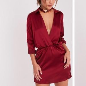 Satin Burgundy wrap dress